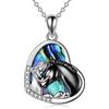 YFN Collana con Ragazza e Cavallo per Ragazze Gioielli in Argento Sterling per Cavalli Regali per Cavalli per Donne (Black-Abalone)