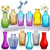 INFTYLE Set di 12 vasi in vetro colorato, piccoli vasi vintage per boccioli, mini vaso decorativo vintage per centrotavola, ufficio, giardino, casa, festa di nozze