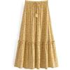 Waterlily Maxi gonna estiva casual da donna, lunga, floreale, svasata, stile hippie bohémien, Giallo, S