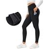 CRZ YOGA Donna Termici Leggings Fitness Fodera in Pile Sportivi Pantaloni con Tasche Laterali-71cm Blu Navy 44