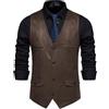 MakingDa Gilet da Cowboy Uomo Casual Vintage Scamosciato Western Vestibilità Regolare Collo a V Cappotto in Pelle, Nero , XL