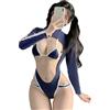 JasmyGirls Cosplay Lingerie Anime Bikini Sexy Costume Kawaii Giapponese Body Cute Crop Top Cutout Swimsuit Femboy Biancheria intima, Blu, X-Small - Medium