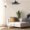 Eden pulse Ventilatore nero legno scuro a tre pale a discesa 109D, 3 temperature selezionabili, controller, memoria, timer, 40/50x48/109 cm
