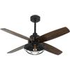 Eden pulse Ventilatore nero, attacco E27, 4 pale quercia, 6 velocità con controllo, 44,5/57x119,4x119,4 cm