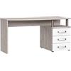 Forte Rondino Scrivania con 3 cassetti, rovere sabbia combinato con bianco lucido, 59,9 x 138 x 70,2 cm