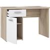 Forte Winnie Scrivania con 1 anta e 1 cassetto, in legno, rovere Sonoma/bianco, L x A x P: 110 x 76,3 x 60 cm