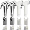 SHUIYUE 4 Pezzo Plastica Doccetta Per Bidet, Spruzzatore Per Bidet Tenuto In Mano Spruzzatore, Per Wc Portatile Atomizzatore Doccetta Regolabile Per Igiene Personale Doccia Bagno Wc(Argento, Bianco)