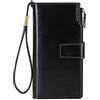 FORRICA Portafoglio Donna Grande RFID Blocco Cerniera Portamonete Vintage Pelle PU Pochette Portafogli 21 Slot per Carte Nero