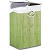 Relaxdays 1x Cesto Porta-Biancheria, bambù, Pieghevole, Rettangolare, 83 L, HxLxP: 65,5 x 43,5 x 33,5 cm, Verde