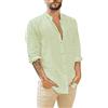 Generico Camicia Lino Uomo Estiva Camicia Lino Uomo Cotone Coreana, Leggere Camicia Maglietta No Stiro Casual T Shirt Taglie Forti Camicia Slim Fit Elasticizzata Elegante Camicia di Lino e Cotone