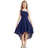 iiniim Vestito Lungo Bambina Elegante Principessa Vestiti Cerimonia Bimba con Paillettes Abito Ragazza Abito Damigella Sposa Comunione Natale Nuziale Blu Scuro 11-12 Anni