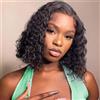 Rebasar Ricci Breve Bob Parrucca Donna 13x4 Deep Curly Human Hair Lace Wigs Parrucca Bob Corto for Donne Parrucca Donna Capelli veri Umani Reali Nero Naturale 8 Pollici