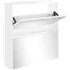 vidaXL Scarpiera con Specchio a 2 Livelli Bianco Lucido 63x17x67 cm