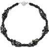 COOLSTEELANDBEYOND Nero Cristallo Perla Choker Collana, Contorto Multi-fila Design, Statement Collana Girocollo Choker