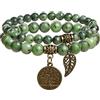 Farfume Braccialetti Chakra da donna - Bracciale con cristalli di pietre curative per donna Bracciale con pietre preziose naturali - Un set di braccialetti con doppia perla(Pepidote)