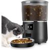 jutyum 4L Distributore Automatico Cibo Gatti con Ciotola, Dispenser Per Animali Domestici Con Timer, 1-4 Pasti al Giorno