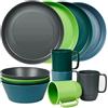 Greentainer 12PCS Set di stoviglie in plastica infrangibile adatto per campeggio e picnic, piatti leggeri, ciotole e tazze, servizio per 4, ideale per bambini e adulti, Stile scuro