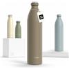 LARS NYSØM Borraccia Termica 1500ml in Acciaio Inox | Bottiglia isolata 1.5 litro | Bottiglia d'Acqua a Tenuta stagna per Sport, Bicicletta, Cane, Bambino, (Taupe Brown, XL 1500ml)