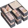 SONGMICS Divisore per Cassetti, Organizzatore per Armadio, Set di 12, Scatole di Stoccaggio Pieghevoli in TNT, per Calze, Biancherie, Reggiseni, Cravatte, Sciarpe, Grigio Ardesia RDZ006G03