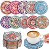 WuGU Sottobicchieri Diamante con Supporto, 10 Pezzi Sottobicchiere Dipinto a Diamante, Sottobicchieri Mandala Fai da te, Set di Sottobicchieri con Pittura a Diamante per Adulti & Bambini