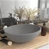 WIFESE Lavandino Lusso Ovale Grigio Chiaro Opaco 40x33x13,5 cm in Ceramica Da Appoggio - Lavabo Bagno Lavatoio