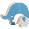 goki 57330 Puzzle da appoggio con elefante in legno, giocattolo educativo, promuove la creatività, abilità, la concentrazione e la fantasia, set da 2 pezzi, a partire da 1 anno, blu e bianco