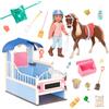 Glitter Girls - Milla, Milkyway e la scuderia GG Horse - Pacchetto equestre - Capelli biondi e occhi azzurri, criniera bionda - Bambola, cavallo, set stalla per cavalli - 3 anni +