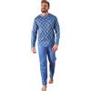 Leo Corsetteria Pigiama Lungo Uomo 100% Caldo Cotone Invernale Serafino No Polsini con Tasca Taglia S Colore Avio