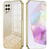 SEAHAI Cover per Samsung Galaxy A12 / M12, Custodia Ultra Sottile ed Trasparente in Silicone TPU Morbido, Colori Sfumato Brillantini Motivo Carta Design Antiurto Case - d'oro