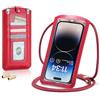 Casecond Donna Borsa a Tracolla per Mini Cellulare Piccola Borsa per Universale Telefono Portatile per iPhone 15 14 13 12 11 Pro Max Samsung Z Flip 5 4 S23 Ultra Plus Xiaomi Fino a 7.3 Rosso Chiaro