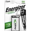 Energizer Recharge Power Plus - Batteria 9V (Confezione da 2) - Pile Ricaricabili 175 mAh NiMH - pronte all'uso - per rilevatori antincendio, rilevatori di fumo - 100% imballaggio riciclabile