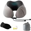 Good Nite Cuscino Cervicale Aeroplano Cuscino da Viaggio per Adulti Cuscino Cervicale Cuscino Ergonomico in Memory Foam, Lavabile con Parte Posteriore Stretta Regolabile Grigio Norm