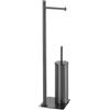 Gedy TRILLY Portascopino e porta rotolo per bagno, Gun Metal, Acciaio Inossidabile, 14 x 14 x 63