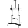 StarTech.com Mobile TV Stand girevole su ruote - Carrello porta TV resistente per schermi da 60-100" (100kg) - Supporto tv da pavimento universale con ripiani