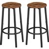 HOOBRO Set di 2 Sgabelli da Bar, Sgabelli da Pranzo con Poggiapiedi, in Stile Industriale, Struttura in Metallo Resistente, per Pranzo, Cucina, Bar, Montaggio Facile, Marrone Vintage e Nero EBF03BY01