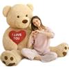 MorisMos 183cm Orso Peluche Gigante con Cuore Rosso I Love You, XXXL Orsacchiotto Orsetto di Peluche Grande Marrone Chiaro Morbido, Carine Regali per Lei Fidanzata Donna Ragazze Bambini