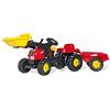 Rolly Toys 23127 - Veicolo a Pedali Kid X con Ruspa e Rimorchio, Rosso