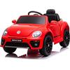 Tecnobike Shop Auto Elettrica per Bambini Volkswagen Maggiolino New Beetle Small 12V Telecomando Luci Led Suoni (Rosso)