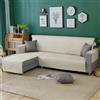 IlGruppone Copridivano Trapuntato con Penisola Destra o Sinistra Salvadivano Simple Antimacchia Antiscivolo AntiGraffio Copri Chaise Longue con Lacci Universale - Panna - 2 Posti+Penisola