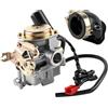 Wilktop Carburatore, Carburatore 50cc Carburatore di Ricambio 18mm con Collettore di Aspirazione Adatto per Rex RS 400 / RS 450 / RS 460 /GY6 50cc