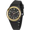 SINAR Orologio da polso unisex per ragazze e ragazzi, per sport, fitness, analogico, al quarzo, 10 bar, impermeabile, cinturino in silicone, nero, oro, XB-48-10, Nero , Moderno