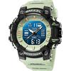 SMAEL Orologi da competizione da uomo, stile sportivo, impermeabile, militare, multifunzione, tattica, LED, sveglia, cronometro per uomo, Verde chiaro, Digitale