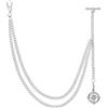 ManChDa Albert Chain, orologio da tasca, catena a T con ciondolo a bussola, catena a 2 ganci antichi Fob T bar da uomo, argento, 6A-B. Ciondolo bussola d'argento