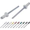 Marcopol Confezione da 100 rivetti ciechi verniciati, 3,2 x 8 mm, testa a cupola, DIN 7337, rivetti in alluminio e mandrino in acciaio, rivetti pop (100, grigio chiaro RAL 7035)