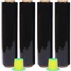 WELSTIK Pellicola estensibile nera, 250 m x 400 mm x 17 µm, con manico in plastica, per imballaggio, trasporto, stabilità e protezione, confezione da 4