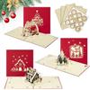 Vyntra Biglietti Natale 3d,3PCS Biglietto Natale Pop Up Cartolina Natale,Biglietti Auguri Natale con Busta et Adesivi per Bambini Amici Galleggiante di natalizio,albero di Christmas, Case di Natalizi