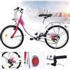 Shiyinge Bicicletta da 20 pollici, 6 marce, 6 volani, per bambini, da città, per bambini, colore rosa, con lampada a catena in acciaio