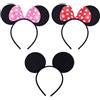 CORTNEY 3 Pezzi Orecchie Minnie, Orecchie da Topolina Orecchie Fascia, Orecchie Topolino per Capelli Bambini Adulti Costume Carnevale Compleanno Cosplay Halloween