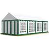 TOOLPORT Tendone per Feste 4x8 m PVC Verde-Bianco 100% Impermeabile Gazebo da Giardino Tendone da Esterno Tenda Party