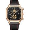 RORIOS Orologio Quarzo da Uomo Orologio da Polso Moda Quadrato Orologio Multifunzione Cronografo Orologio Luminosi Analogico Orologio Acciaio Inossidabile Oro Nero A